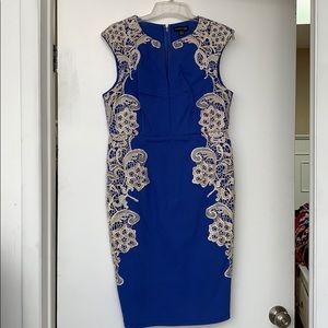 Asian inspired blue well-fitted dress.
